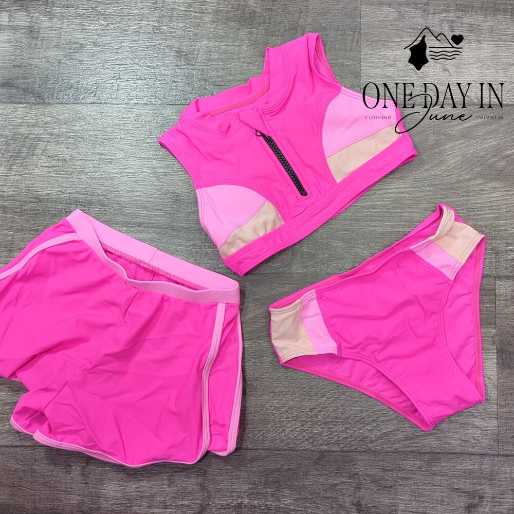 Aleumdr Crop 3 Piece Bikini Swimsuit Size 7-8Y